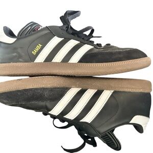 Adidas SAMBA Leather Suede Sneakers Black‎ White Stripes Size 10.5